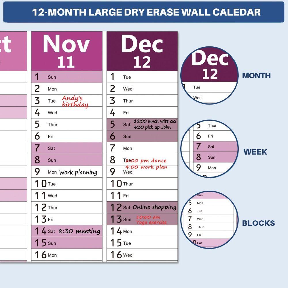 42x100cm Large Size Calendar Colorful 12 Month Calendar 2026 English Calendar Home Use