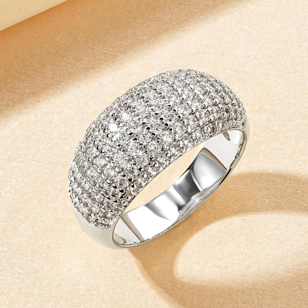 Женское кольцо с широким ободком и микропаве из цирконов - Модное, Роскошное, Трендвое Заявление