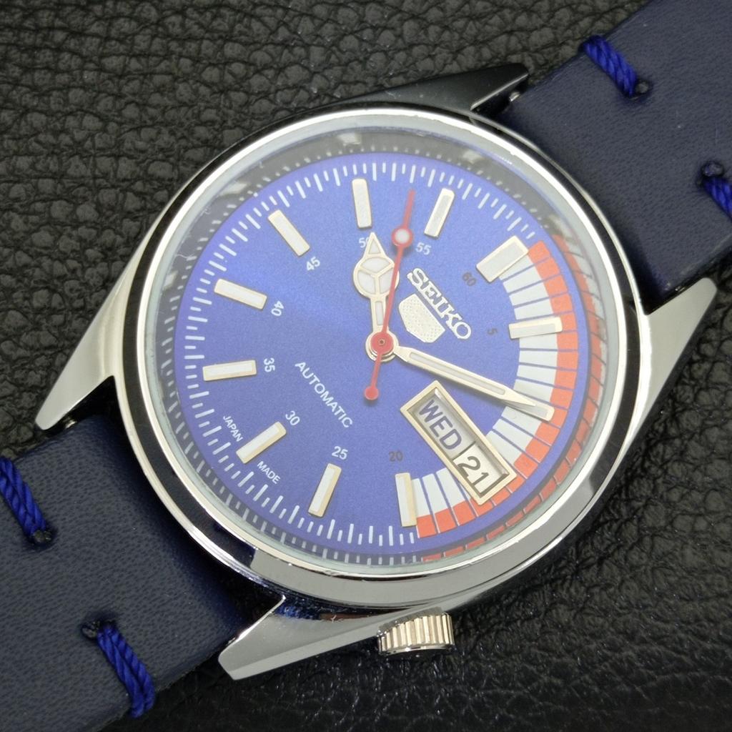 ВОССТАНОВЛЕННЫЕ ЧАСЫ SEIKO 5 AUTOMATIC 6309A ВИНТАЖНЫЕ ЯПОНСКИЕ МУЖСКИЕ ЧАСЫ С СИНИМ ЦИФЕРБЛАТОМ a441146-4