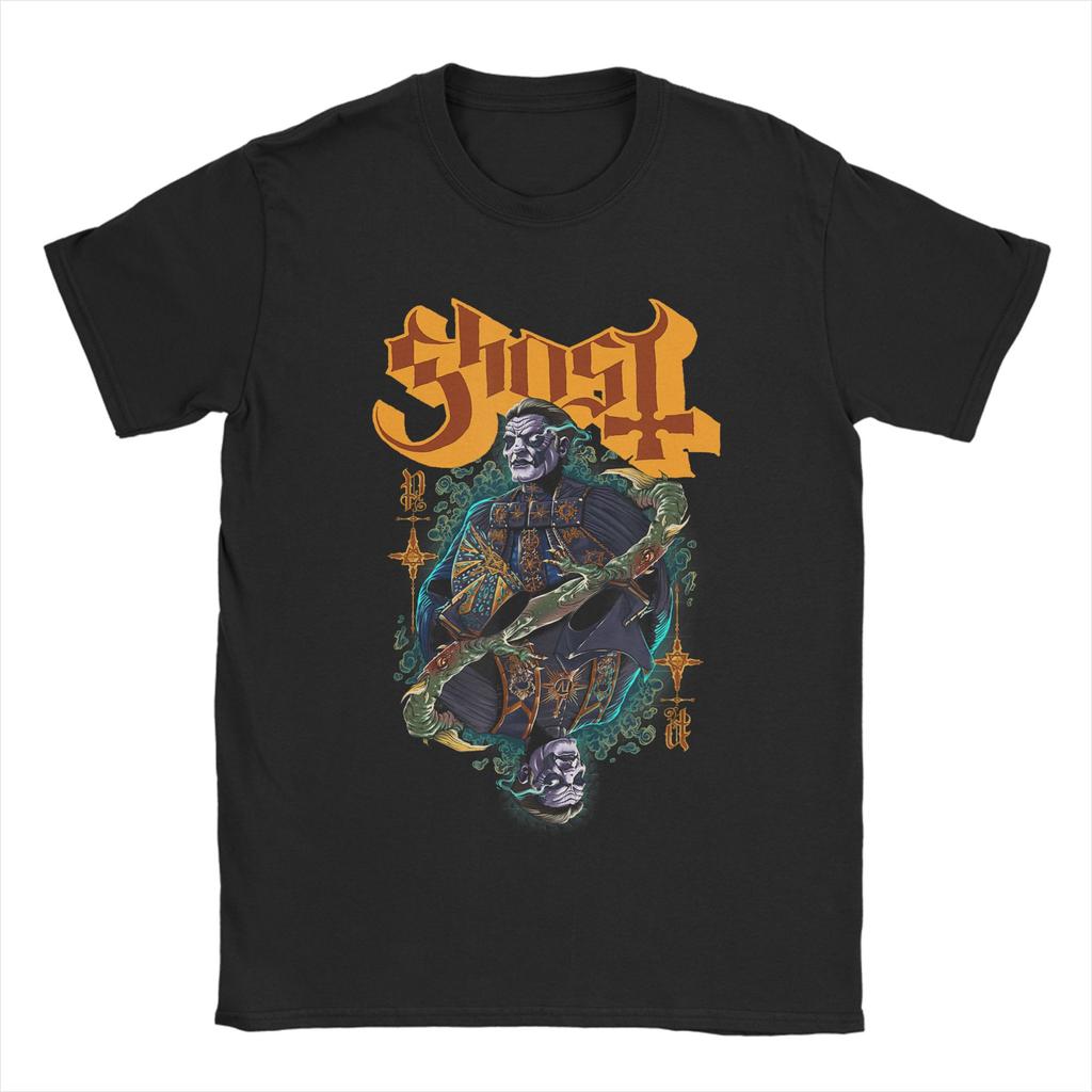 Футболки с принтом Ghost Band, День Святого Валентина, Цветочное Сердце, Череп для Мужчин, Винтажные, 100% Хлопок, С Круглым Вырезом, С Коротким Рукавом, Одежда