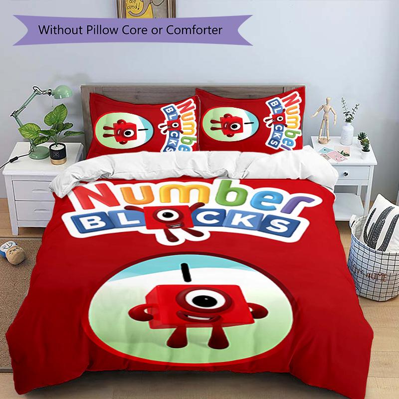 3pcs Numberblocks1 pattern bedding set duvet cover set includes duvet cover &pillowcases, perfect all season bedroom decoration & gift