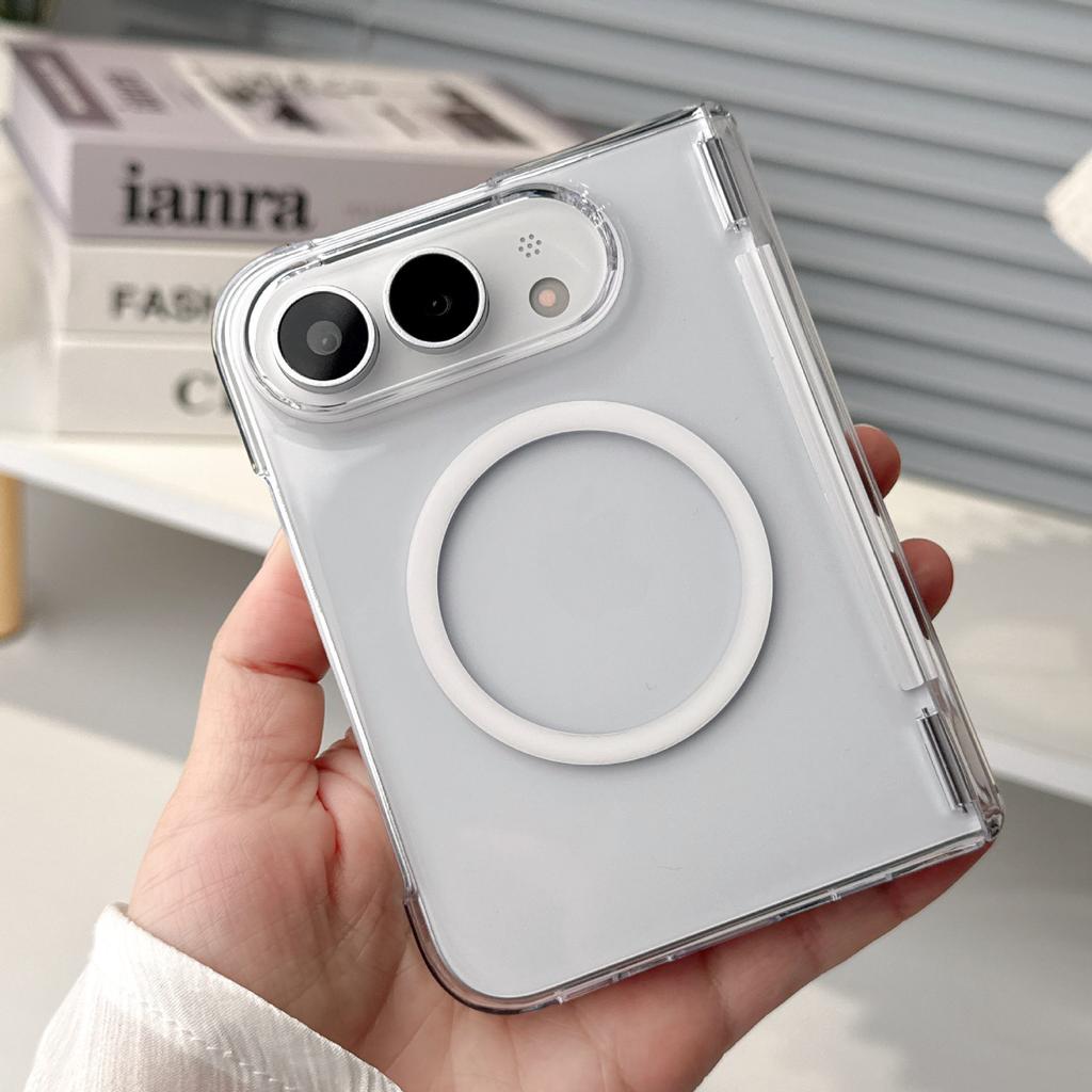 For iPhone Duo Fold Case Fashion Gradient Clear Magnetic Rotating Bracket Protective Back cover For iPhone 18Fold Shell Funda