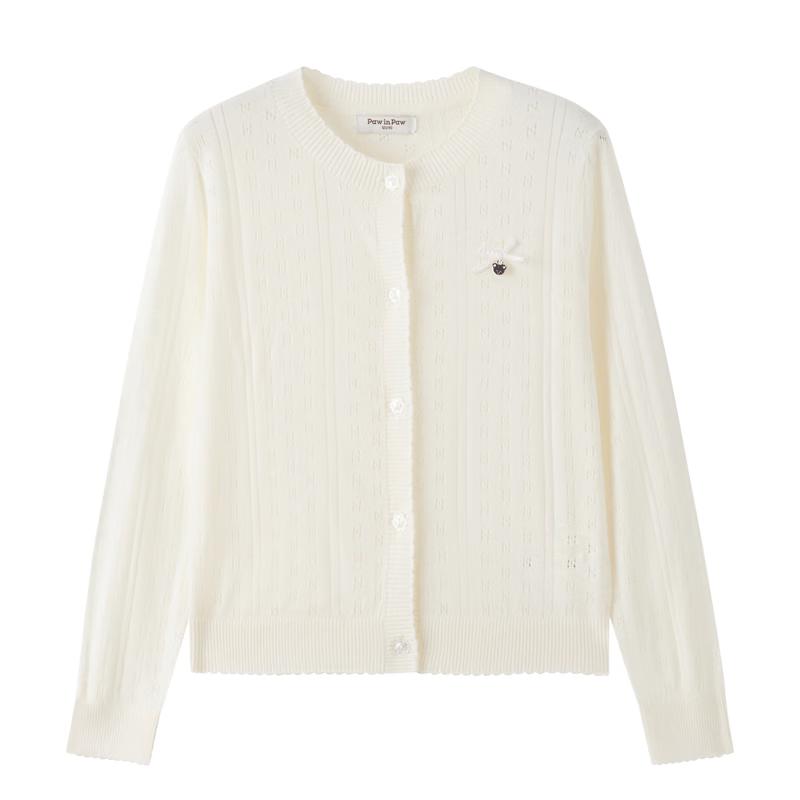 PawinPaw Girls' Cartoon Bear Knit Cardigan