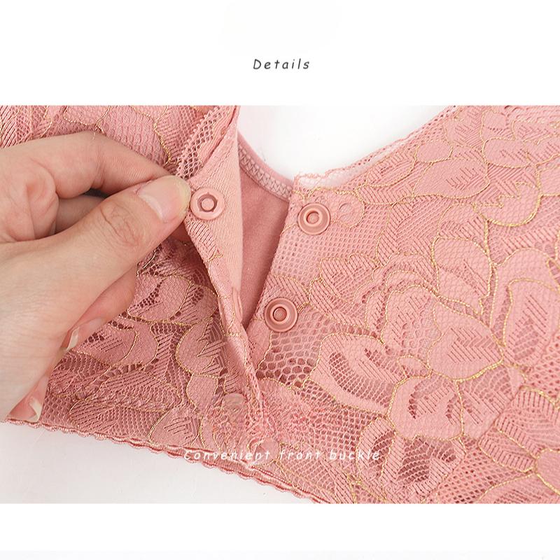 Нижнее белье с большой чашкой и пряжкой спереди, женское, без стальных колец, кружевное, большого размера, простое и удобное, дышащее, с отверстиями