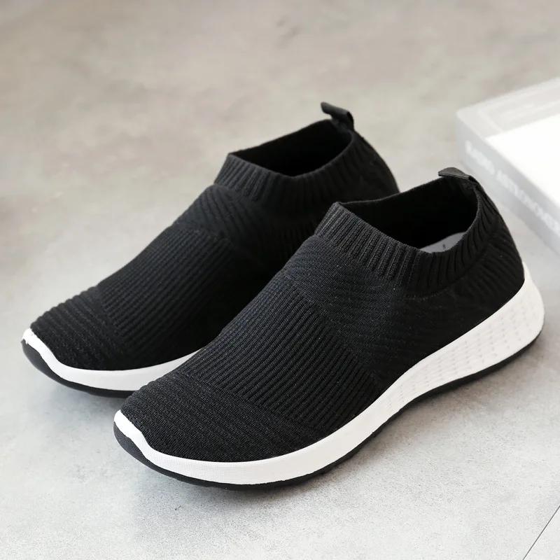 Women'S  New Fabric Upper Women'S Korean Casual Socks Shoes Breathable And Lightweight Mesh Sports Shoes Women'S Soft Soles