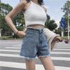 Свободные узкие джинсовые шорты с высокой талией и широкими штанинами для миниатюрных женщин, лето 2020 года