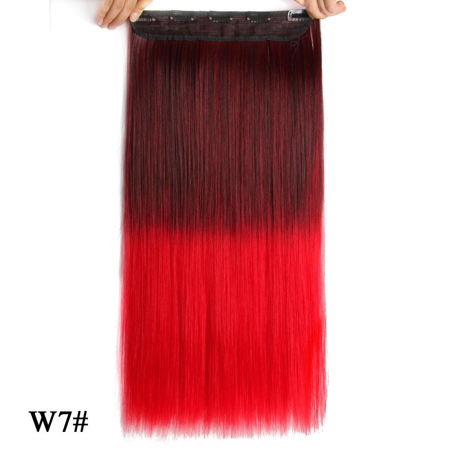 Прямые наращивания волос Ombre Розовый Фиолетовый Наращивание волос на 5 клипсах Синтетические дешевые 22 дюйма для женщин