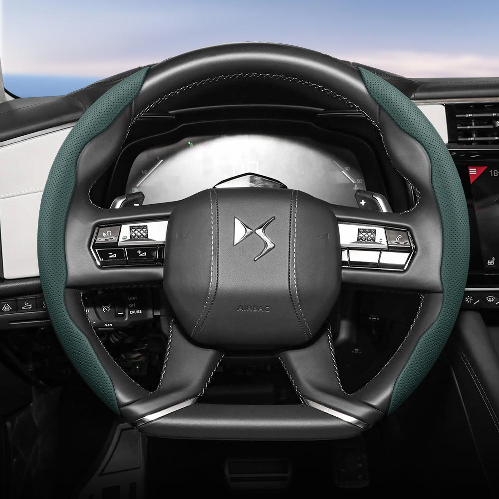 Bpzsw1 Подходит для Ds Дышащая перфорированная кожаная оплетка рулевого колеса Сегментированная конструкция с быстрым снятием Нескользящая Прочная 3 4 5 6 7 9 Crossback E-Tense