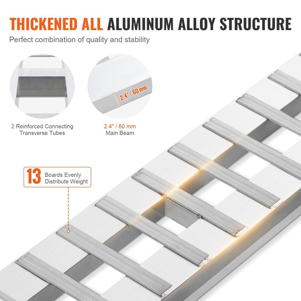 72" x 15" Aluminum Ramps 6000 LBS Capacity Loading Ramps 2PCS