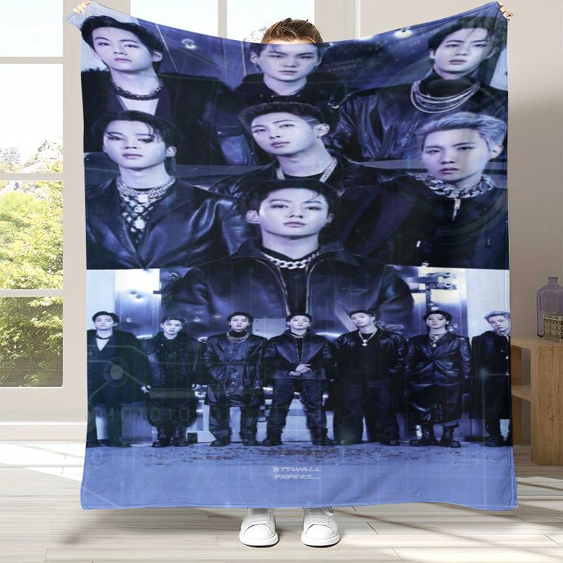 Модное фланелевое одеяло B-BTS Kpop, ультрамягкий теплый плюшевый плед для дома, спальни, кровати, дивана, офиса, кемпинга, пикника, подарок