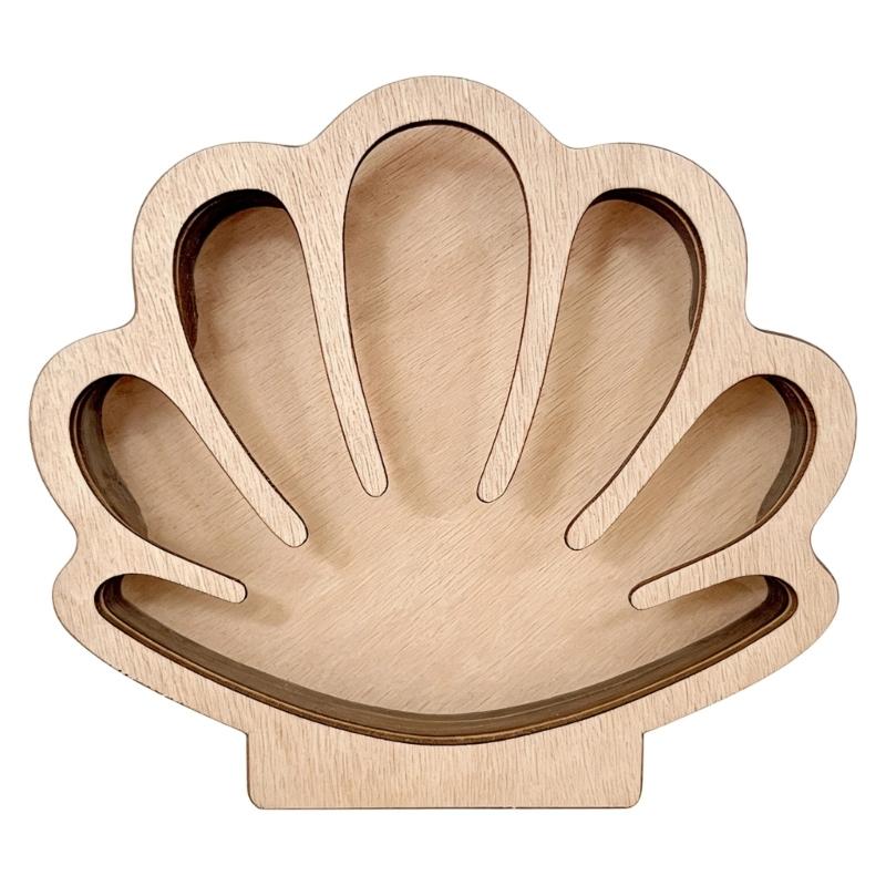Starfishs Shape Seashells Display Box with Clear Acrylic Front Wood Seashells Holders for Shark Teeth Small Shadows Box