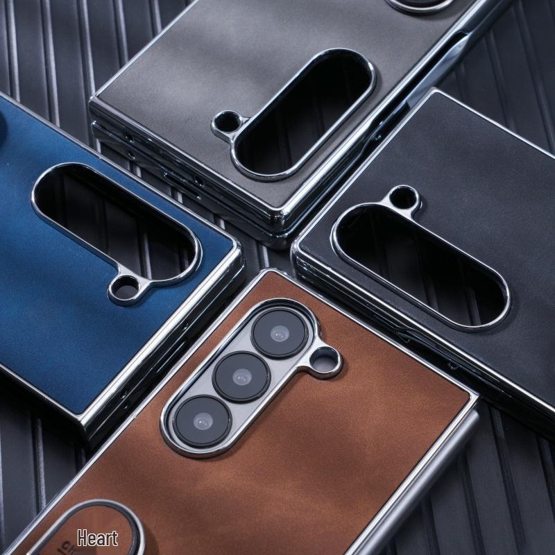 Чехол для телефона Samsung Z Fold7/6: Гальванизированная кожаная подставка для защиты складного экрана (Подходит для моделей 5/4/3)