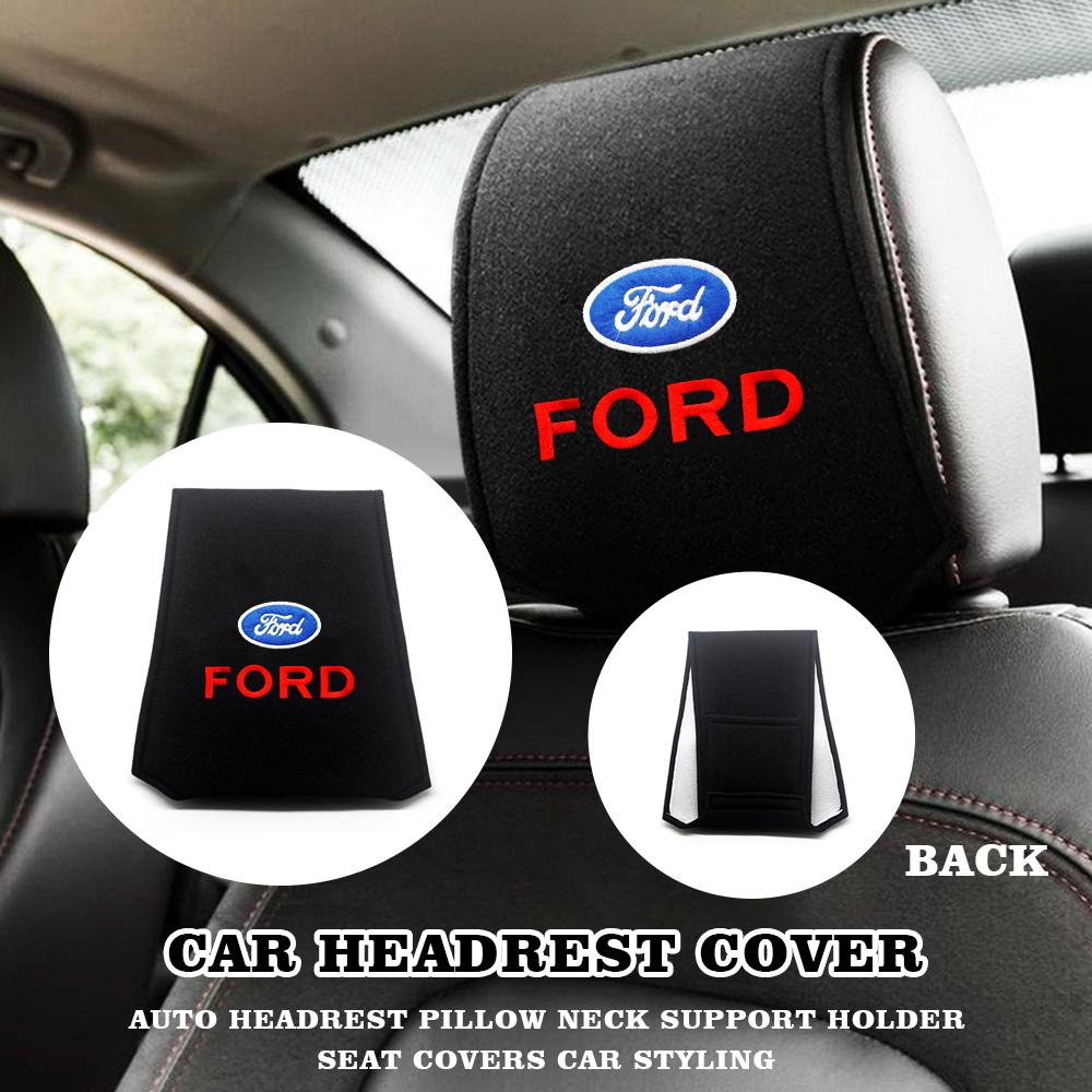NGGU1 2Pc Car Headrest Cover Carbon Fiber Emblems For Ford Fiesta EcoSport ESCORT focus 1 focus 3 Ford focus focus 2 Car Accessories