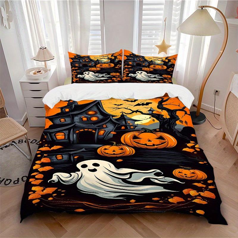 3pcs Halloween Ancient Castle Ghosts Soft and Comfortable Breathability, Bedding Set, Machine Washable, Suitable for All Seasons126