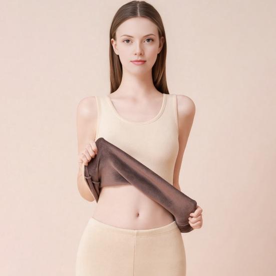 Thermal Tank Top for Women Fleece Lined Sleeveless Undershirt Crew Neck Camisole Warm Base Layer Slim Fit Underwear Tops