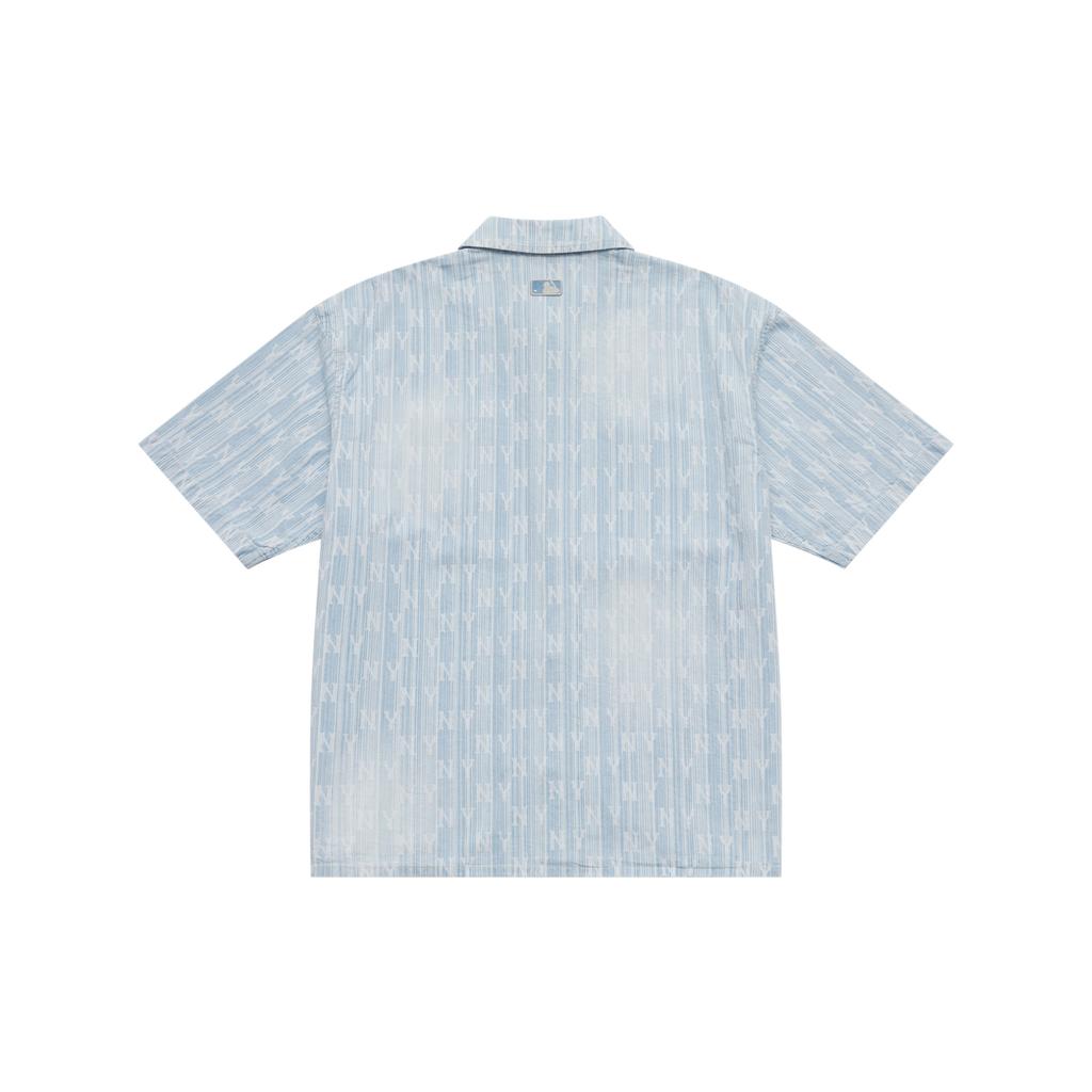 New MLB MONOGRAM Collection New York Yankees SS25 Shirt Unisex Light Blue 3ADRM0553-50BLL