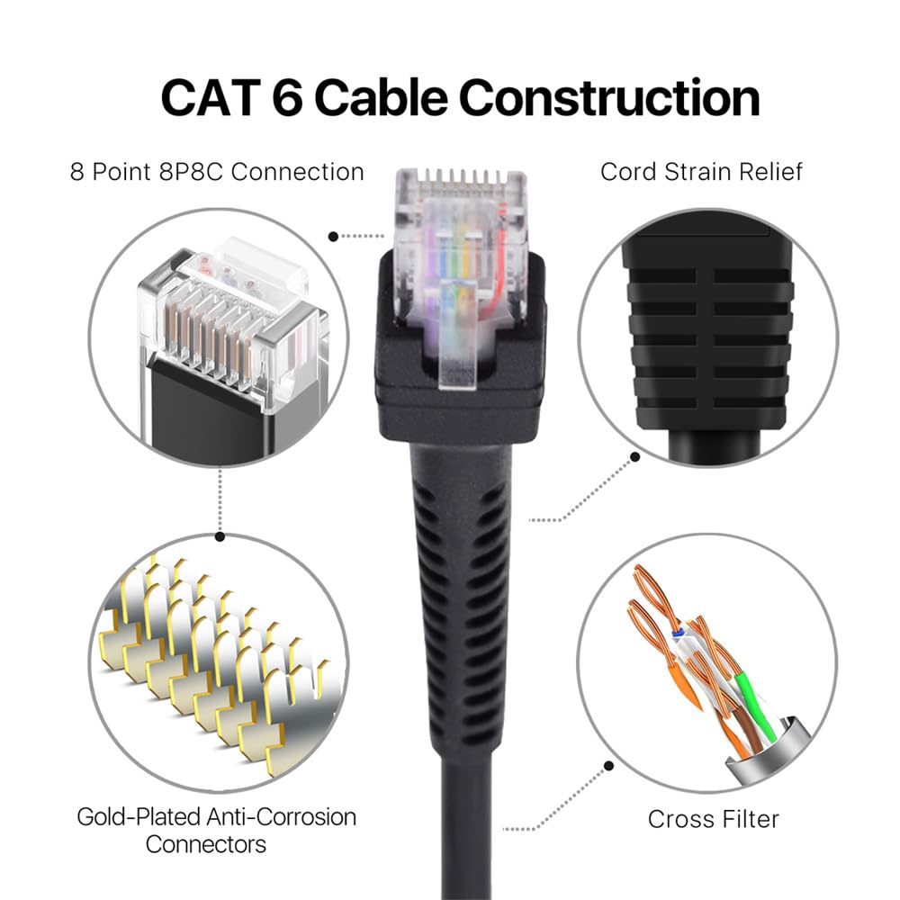 Cablecc RJ45 Stretch Coiled Cable Cat6 8P8C UTP LAN Ethernet Network Patch Extension Cable 6.56ft/2.0m