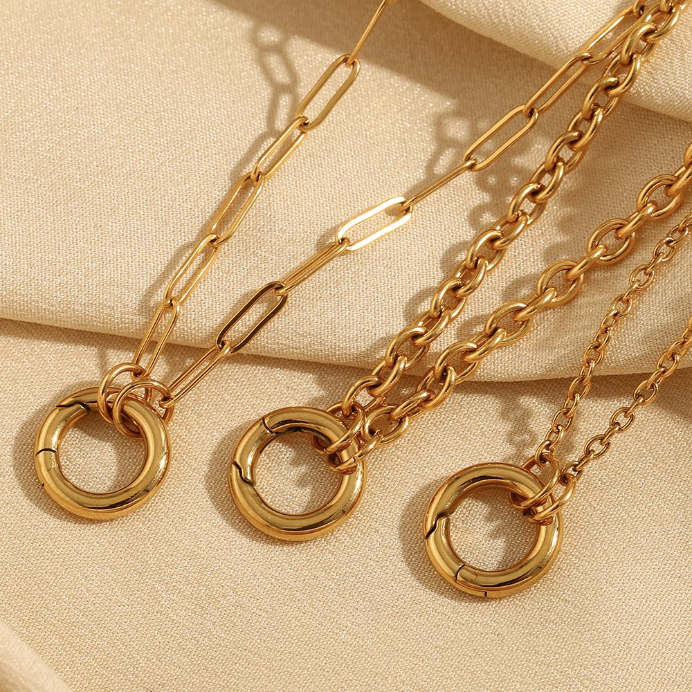 E.B.belle Круглая Пружинная Пряжка Ожерелье Нержавеющая Сталь O-цепочка Покрытие 18K Золотом Для DIY Аксессуаров для Изготовления Украшений