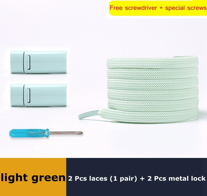 1 Pair Black Shoe Laces Elastic No Tie Shoelaces Magnetic Metal Lock Man And Woman Shoe Accessories Lazy Shoelace Of Sneakers