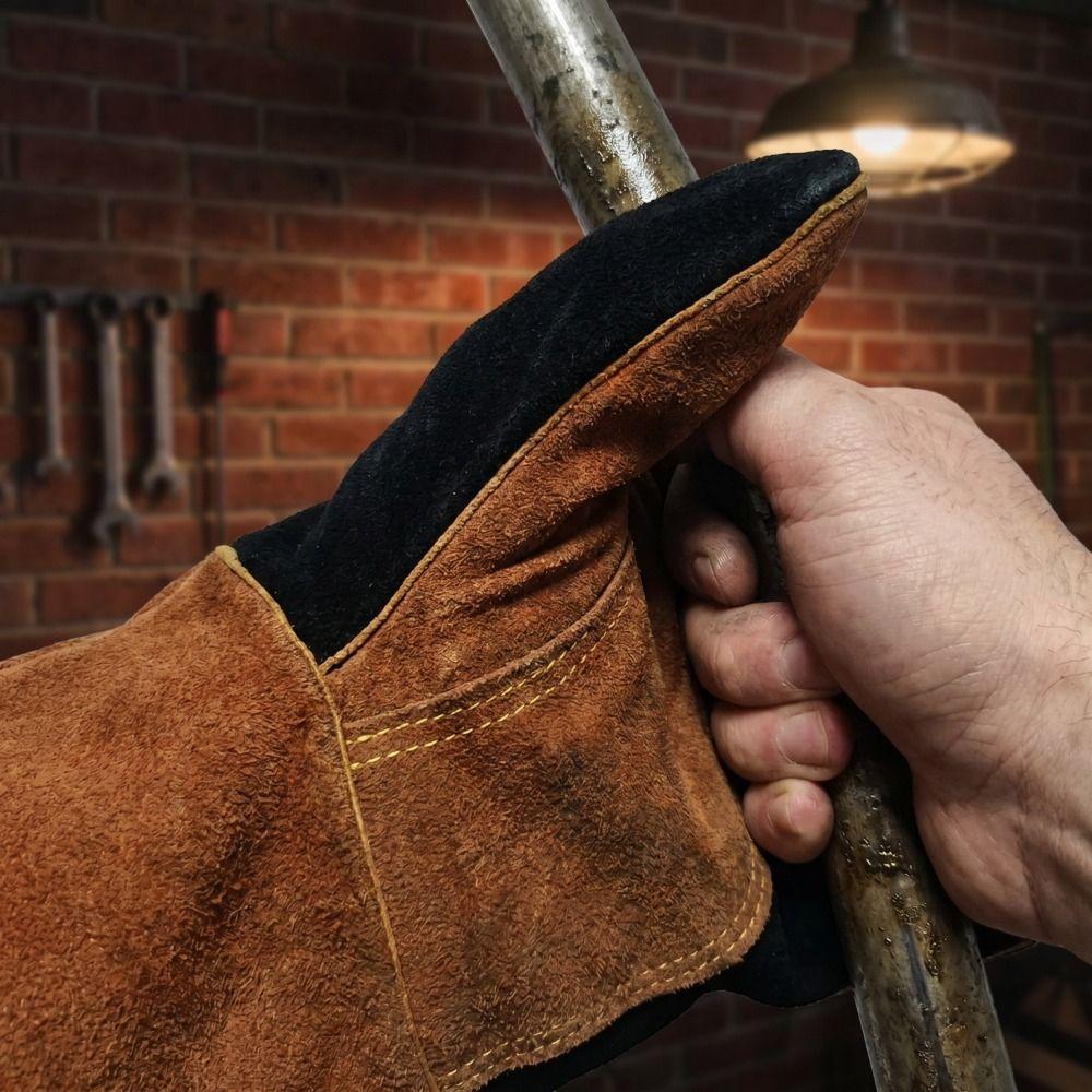 Anti-Splash Electric Welding Gloves Wear-Resistant Cowhide Gloves Industrial Use