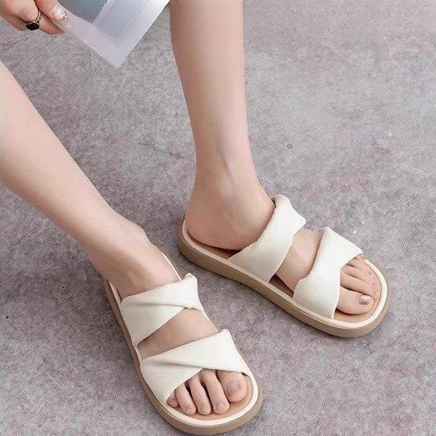Super Soft~ Slippers Women's Summer Outer Wear 2025 New Non-slip Flat Bottom Fold Drag Soft Bottom Bread One Word Cool Slippers