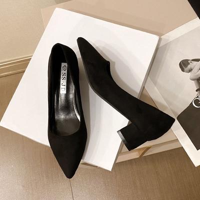 3-5 Черные туфли на высоком каблуке Детские тонкие каблуки Студенческий этикет Большой размер 41-43 Рабочие туфли-лодочки Карьерное собеседование Кожаные туфли