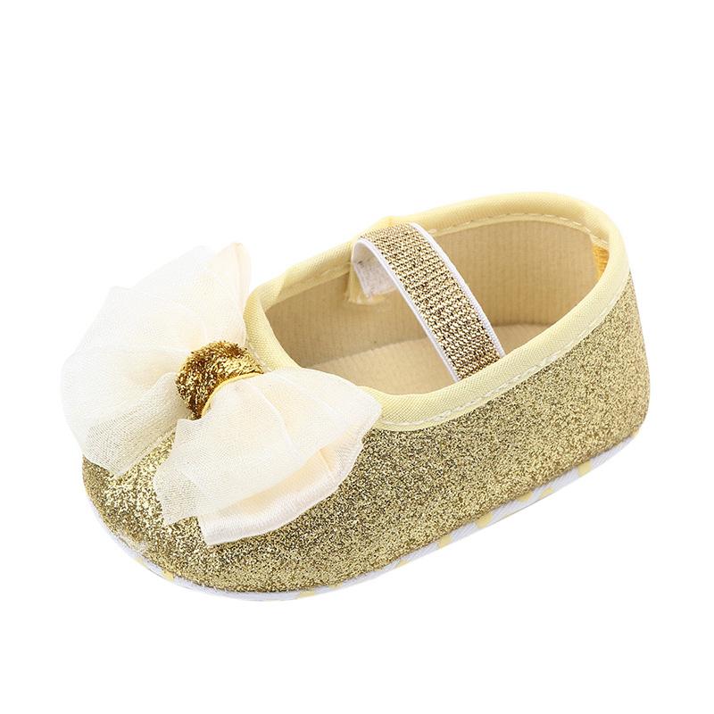 Осенние противоскользящие повседневные прогулочные туфли для маленьких девочек, кроссовки с бантом, первые ходунки на мягкой подошве