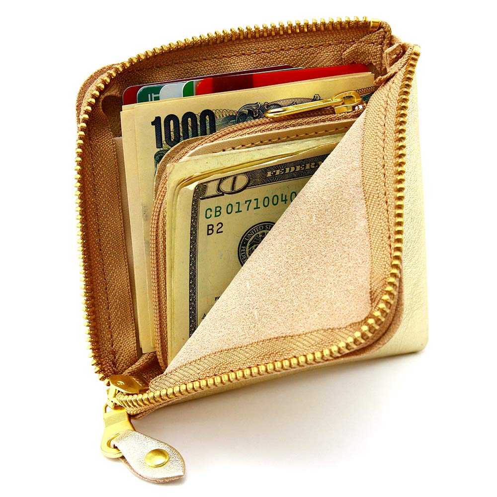 AGILITY Affa Half Wallet Coin Case Card Case Billfold Leather Gold Silver Gold "Square Wallet"