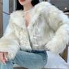 Autumn Winter Y2K Faux Fur Short Coat for Women Turn-down Collar Fur Outerwear Ladies Casual Slim Long Sleeve Jacket