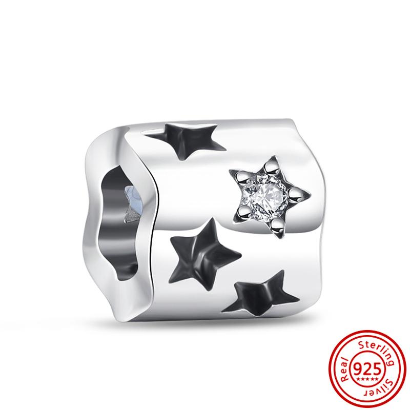 Медь 925 пробы Прозрачный циркон Снежинка Гербарий Крылья ангела и Сердце Сверкающие бусины Подходят для оригинального браслета Pantaro с шармами DIY Циркон