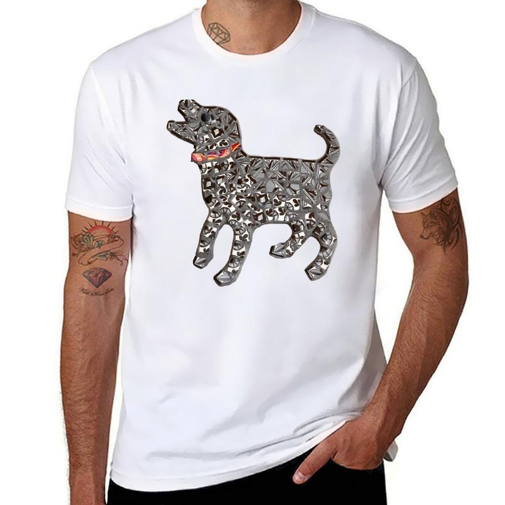 Mosaic Dog Woof TShirt Gym Wear Breathable Short Sleeve Tee