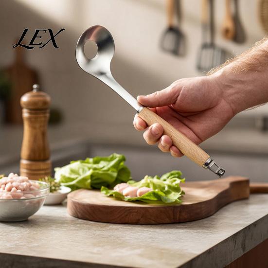 Cooking Tools for Meatballs Meatball Spoon Maker Tool, Stainless Steel Non-stick Scoop, Oval Shaper Long Wooden Handle Shaping Gadget Kitchen Tool