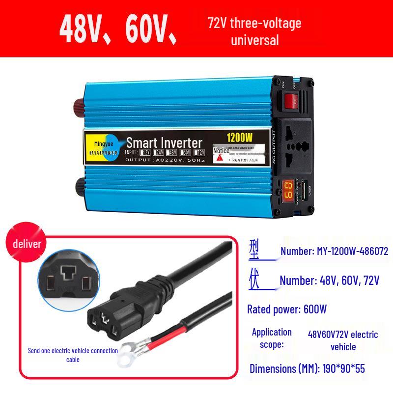 High-Power Electric Vehicle Inverter 48V-72V to 220V Universal Battery Converter