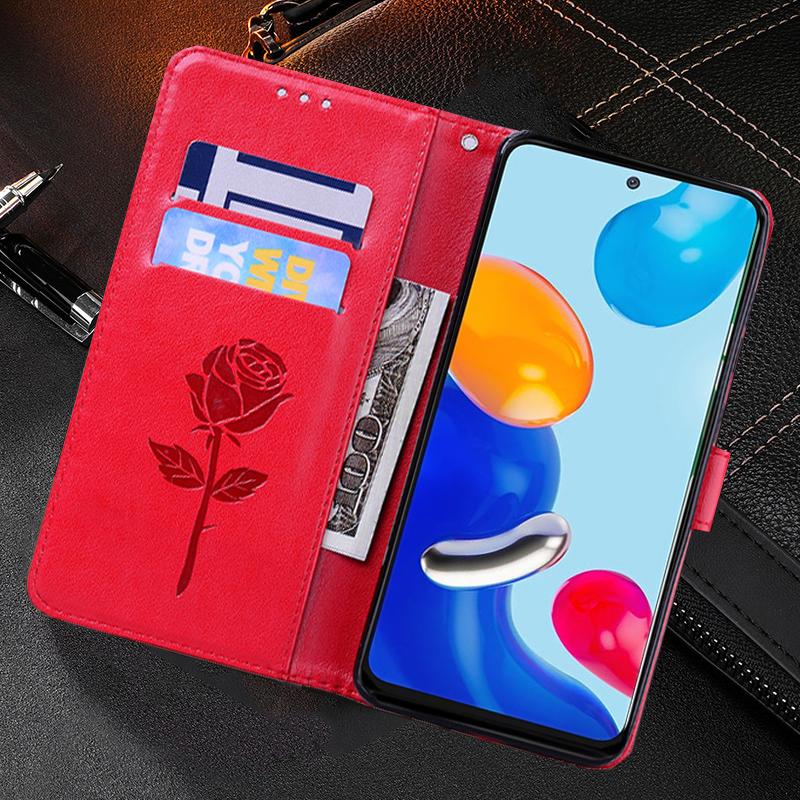 Кожаный чехол-книжка с текстурой цветов для Xiaomi Redmi Note 11 10 9 Pro 11S 10S 9S 10C 10A 9T Mi 12 Poco X4 X3 NFC F4 GT M3 M4 Pro, чехол-кошелек