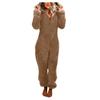 Women Long Sleeve Hooded Jumpsuit Pajamas Casual Winter Warm Rompe Sleepwear