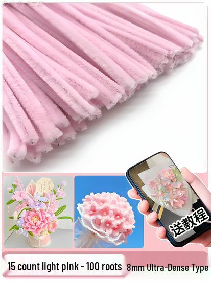 Thickened White Chenille Pipe Cleaners - Mixed Colors for DIY Bouquet Crafts