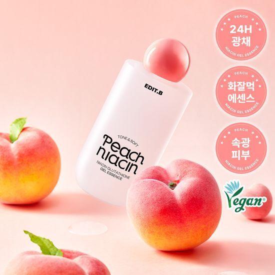 24-Hour Brightening/Whitening EDIT.B Tone Peach Niacinamide Glutathione Gel Essence 200ml