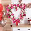 Holiday Wreath Heart Shape Indoor Outdoor Decorative Wreath with Festive Flowers Greenery Home Party Office