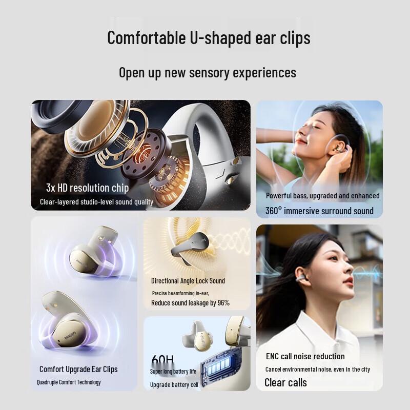 Philips TAT2719 Open-Ear Clip Sports Bluetooth Headset