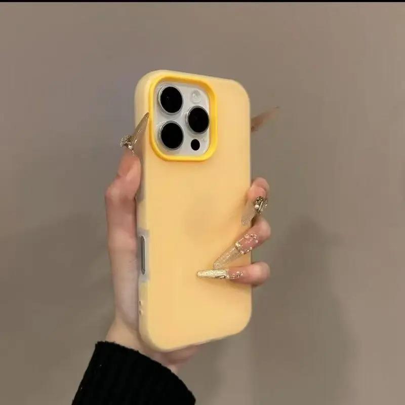 2-в-1 Роскошный матовый чехол-желе конфетного цвета для iPhone 16 15 14 13 12 Pro Max 15 16 Plus Ударопрочный с покрытием Soft Touch