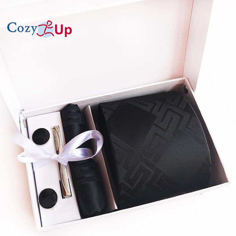 Cozy Up Набор галстуков для мужчин с нагрудной квадратной запонкой и зажимом для галстука, носовым платком в подарочной упаковке для свадьбы и бизнеса