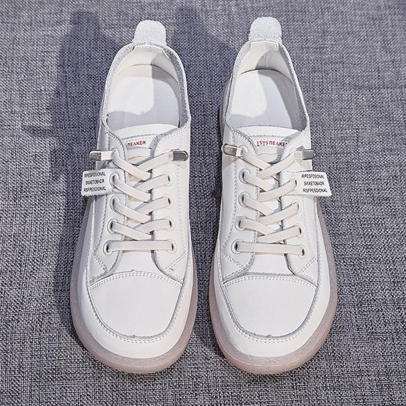 Модные женские туфли на плоской подошве из вулканизированной кожи весна-осень новые повседневные классические кроссовки из кожи белые теннисные женские мягкие на шнуровке