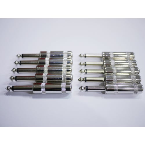 Mono Phone Plug, S-Shaped Straight Type, for DIY Shielding, Set of 10