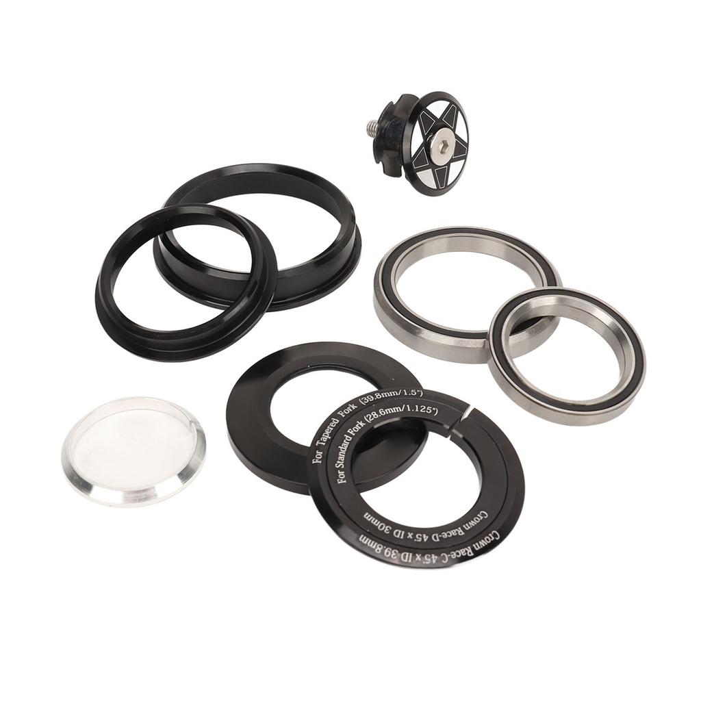 Bicycle Front Fork Bowl Set Aluminum Alloy Dual Bearings Mountain Bike Headset Spacers for 44‑56mm Tapered Head Tube