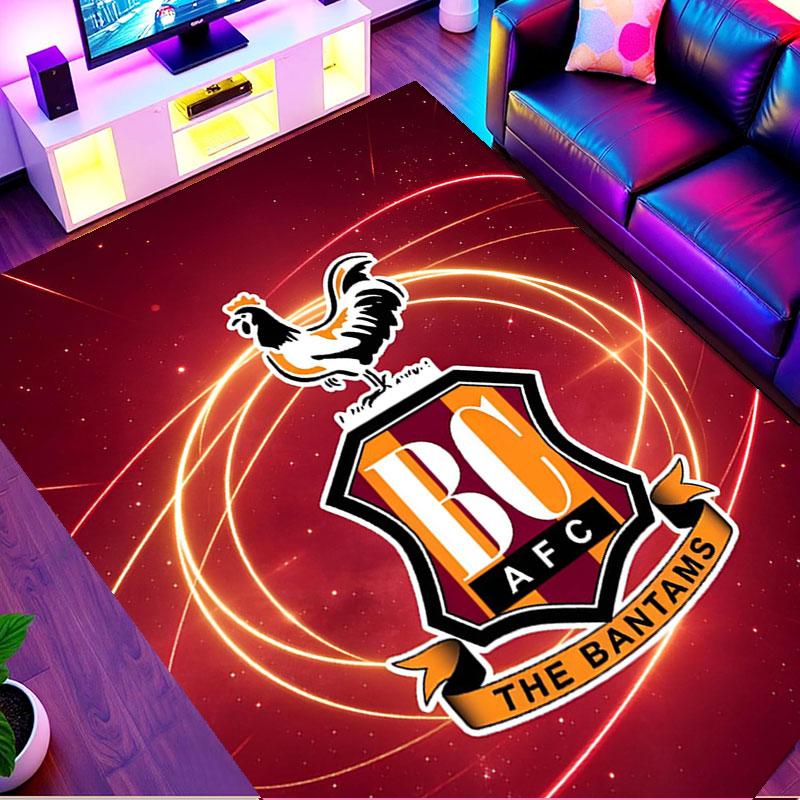 Bradford City AFC Print Rug, Washable Floor Carpet, For Entryway Dorm Laundry Room Office Study, Home Decor Birthday Christmas Gift