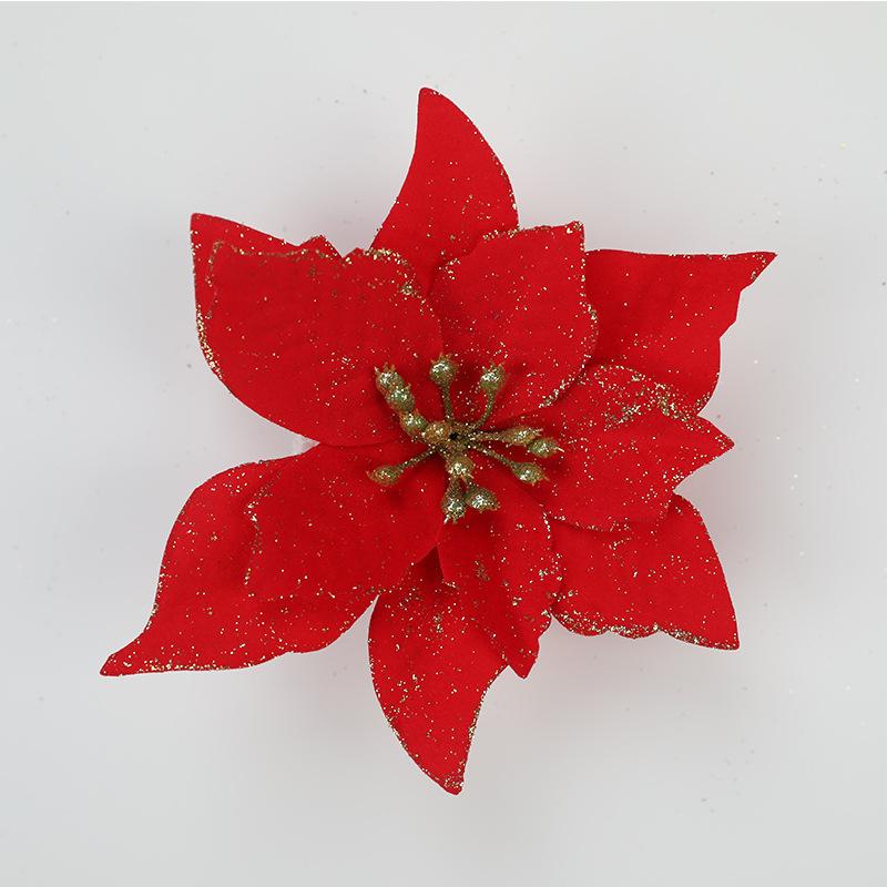 10pc Big Flower Head Glitter Christmas Tree Ornament