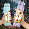 1PC Cat Hiding Inside Gift Box Art Print 750ml Color Plastic Sports Water Bottle Leakproof Flip Straw Lid Suitable for Sports Office Home Use