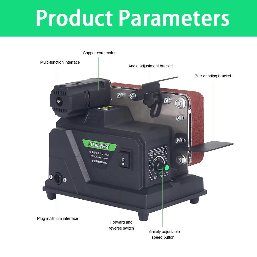 Электрическая ленточная шлифовальная машина бытовая точилка для ножей промышленного класса мини-полировальный инструмент двойного назначения ленточная шлифовальная машина шлифовальный станок