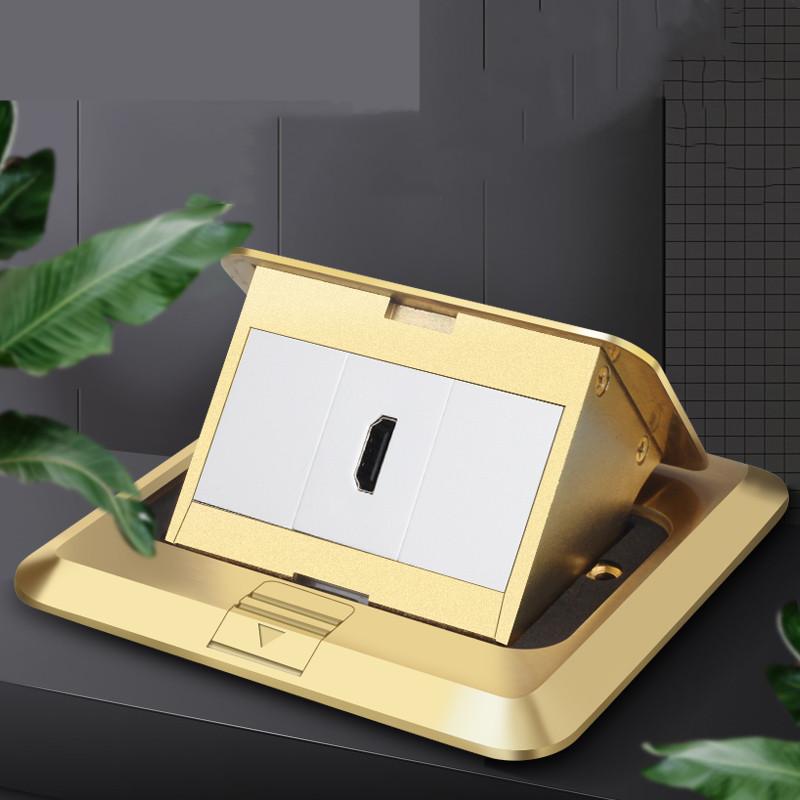 Скрытая выдвижная розетка, розетка HDMI с золотым битом и цифровым видео с кабелем HDMI 4K, полностью медная мультимедийная розетка HDMI с заземлением