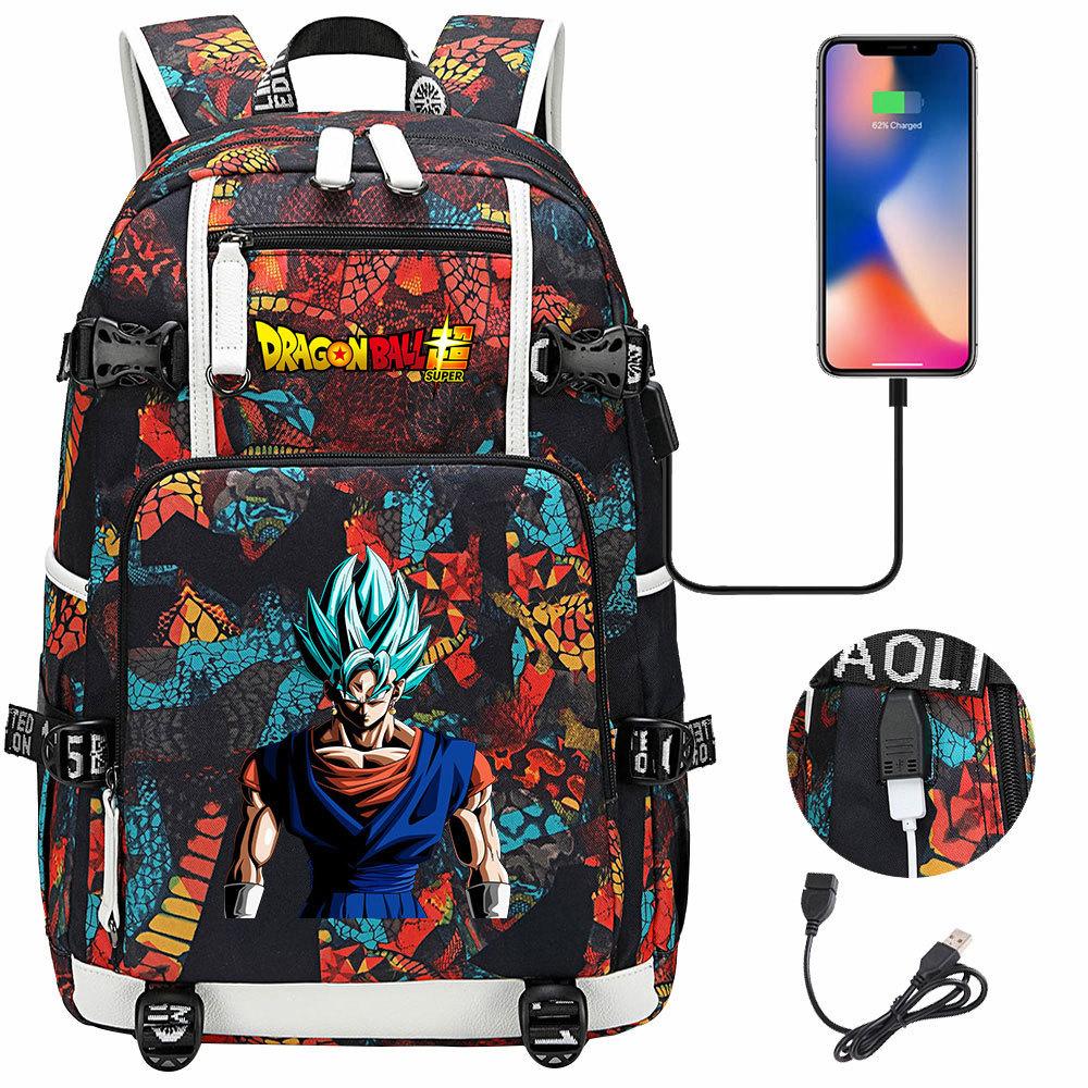 Рюкзак Dragon Ball USB с Гоку для Подростков Студентов Мальчиков Девочек Повседневный Большой Емкости Дорожный Ежедневный Рюкзак